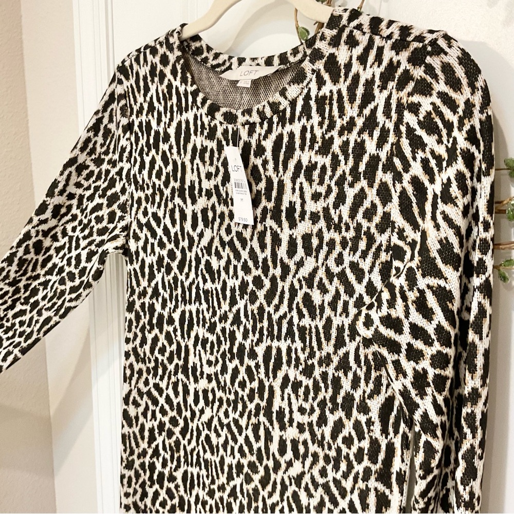 LOFT Leopard Sweater Dress Size M, NWT